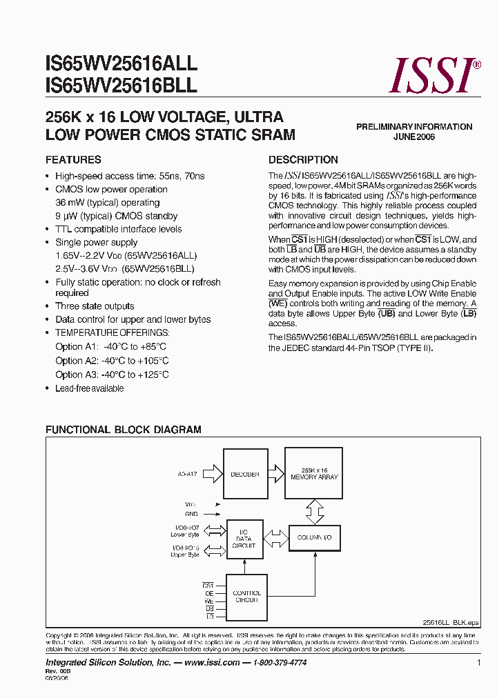 IS65WV25616BLL-70TA2_2805135.PDF Datasheet