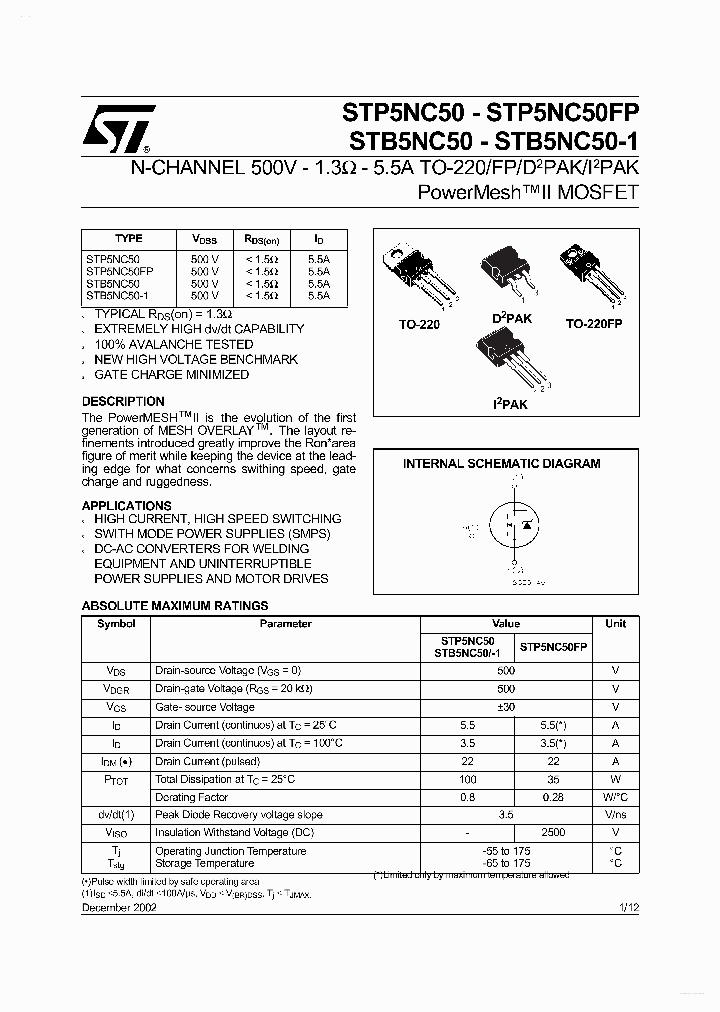 P5NC50_2842650.PDF Datasheet