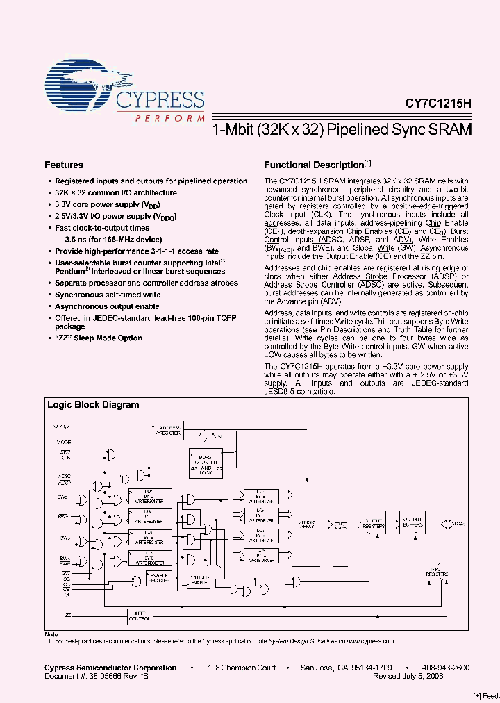 CY7C1215H-133AXI_2845878.PDF Datasheet