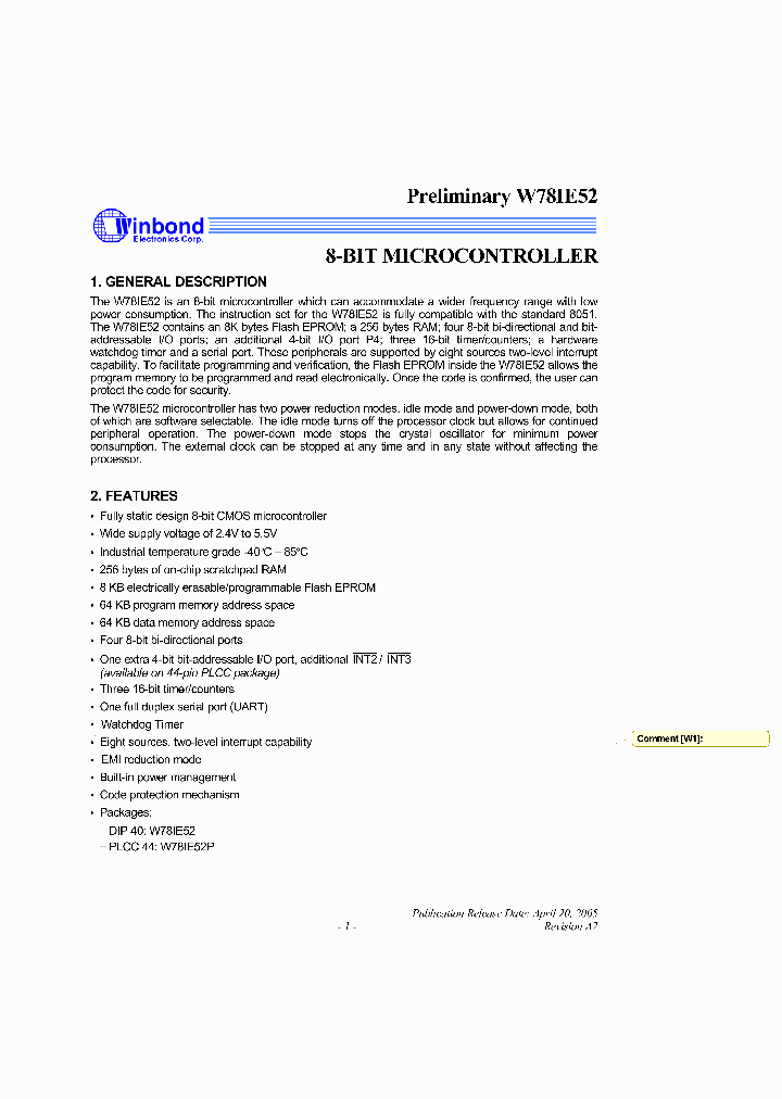 W78IE52_2854764.PDF Datasheet