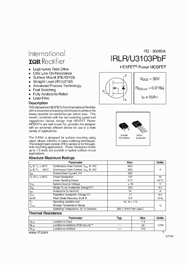 IRLRU3103PBF_2879916.PDF Datasheet