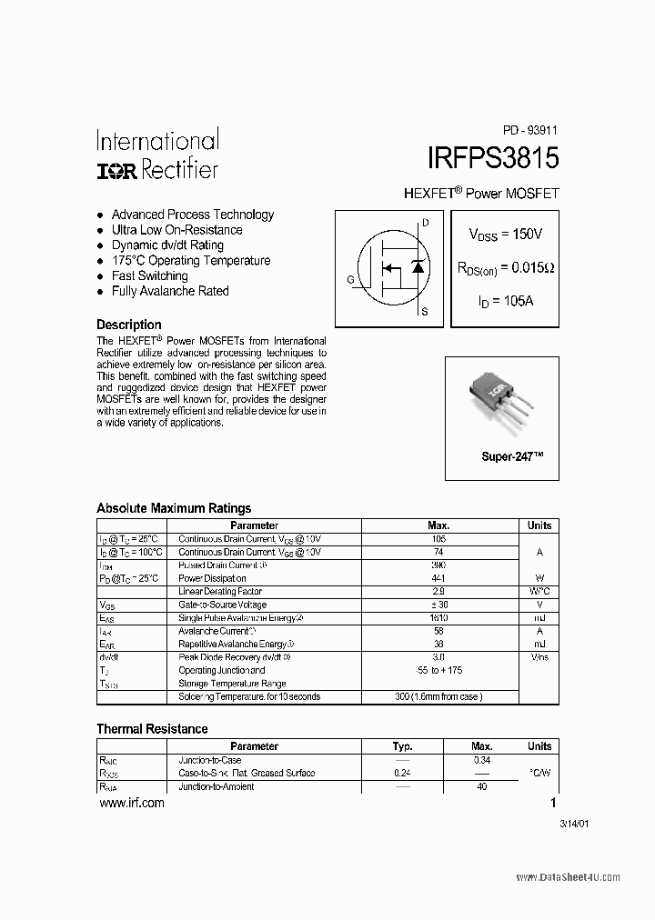 IRFPS3815_2889602.PDF Datasheet