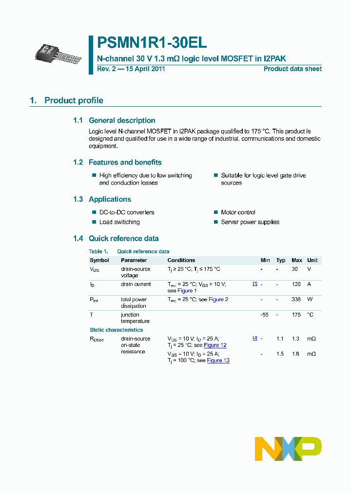PSMN1R1-30EL_2904311.PDF Datasheet