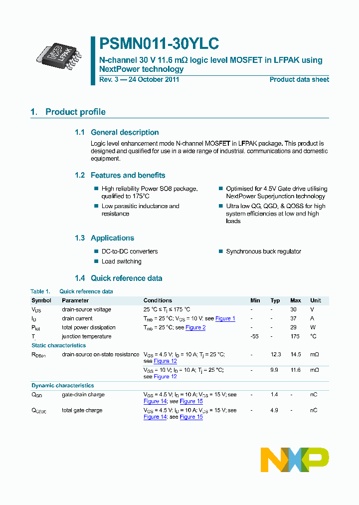 PSMN011-30YLC_2910031.PDF Datasheet