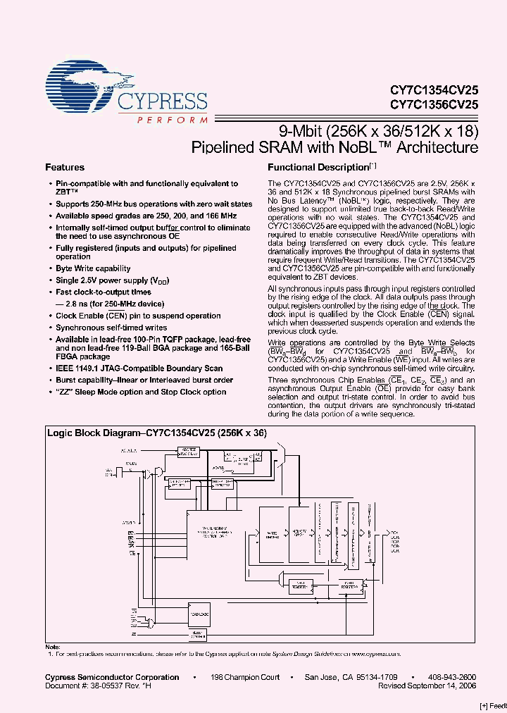 CY7C1356CV25-166BZXC_2952164.PDF Datasheet