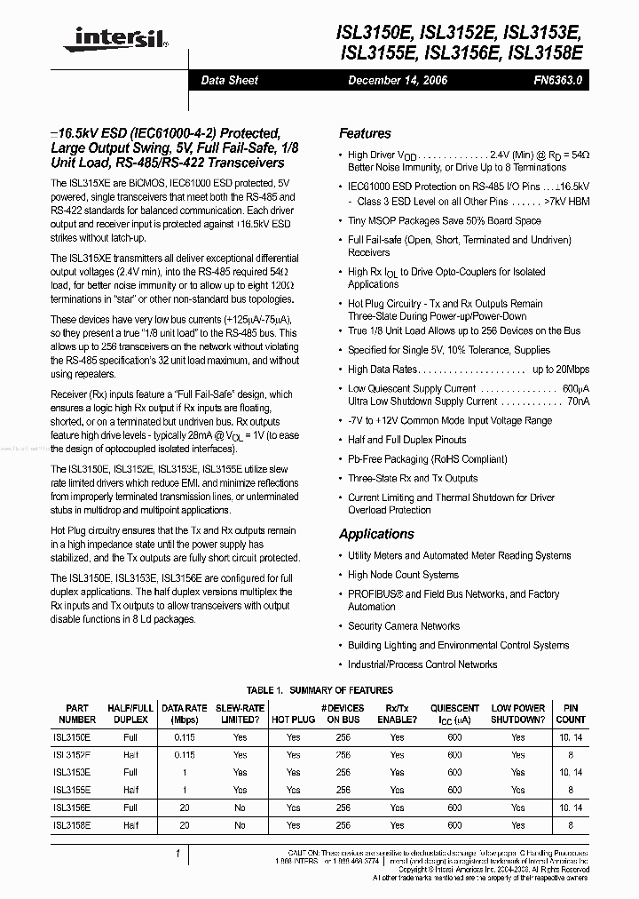 ISL3152E_2974600.PDF Datasheet