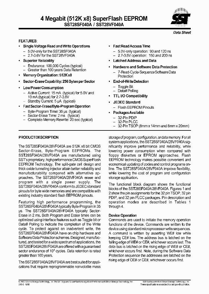 SST28SF040A-120-4CPH_2988409.PDF Datasheet