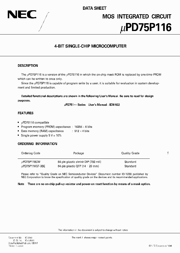 UPD75P116GF-3BE_3020292.PDF Datasheet