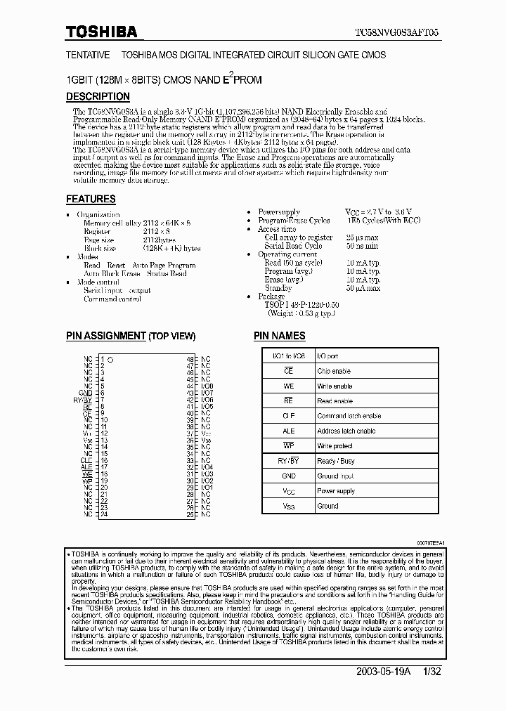 TC58NVG0S3AFT_3030645.PDF Datasheet