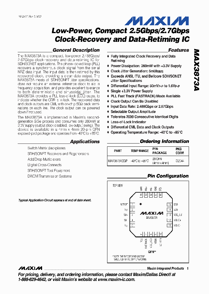 MAX3873AEGP_3047323.PDF Datasheet