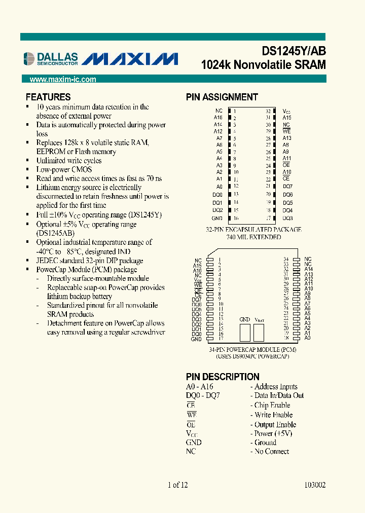 DS1245YAB_3062225.PDF Datasheet