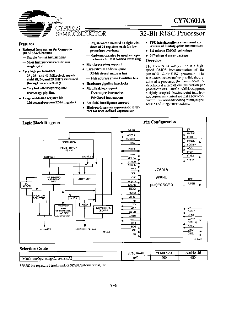 CY7C601A-25BC_3082315.PDF Datasheet