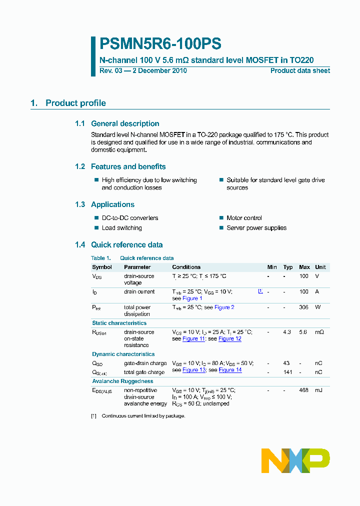 PSMN5R6-100PS_3077401.PDF Datasheet
