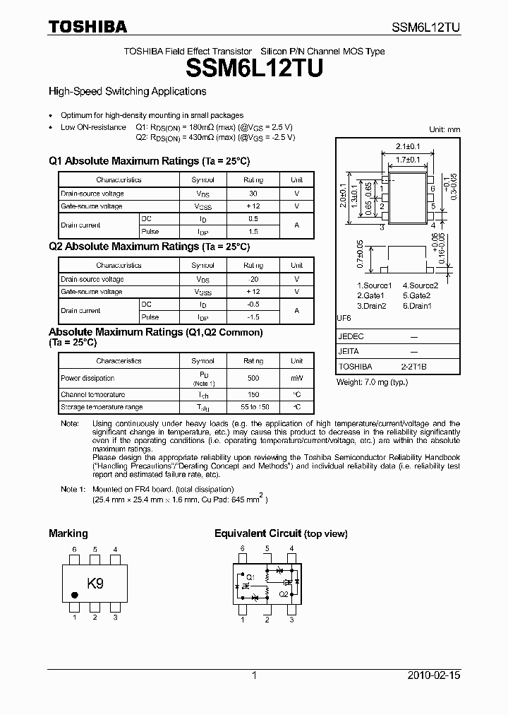 SSM6L12TU_3104280.PDF Datasheet