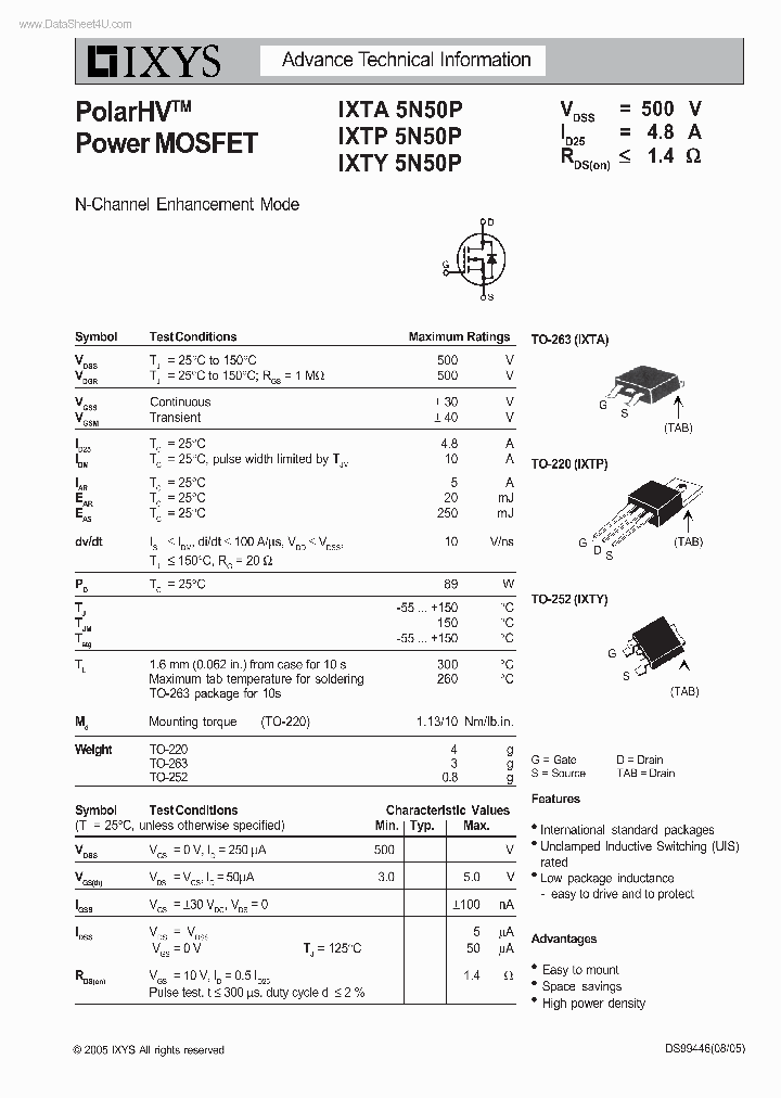 IXTP5N50P_3105855.PDF Datasheet