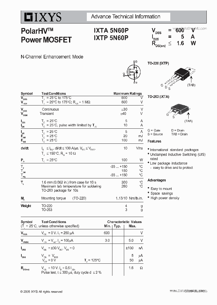 IXTP5N60P_3105856.PDF Datasheet