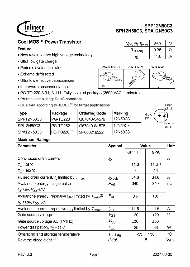 SPP12N50C3_3111609.PDF Datasheet