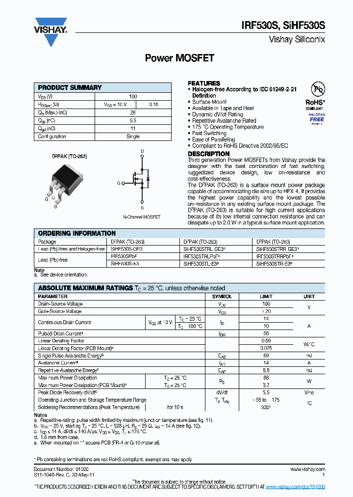 SIHF530STRL-GE3_3112021.PDF Datasheet