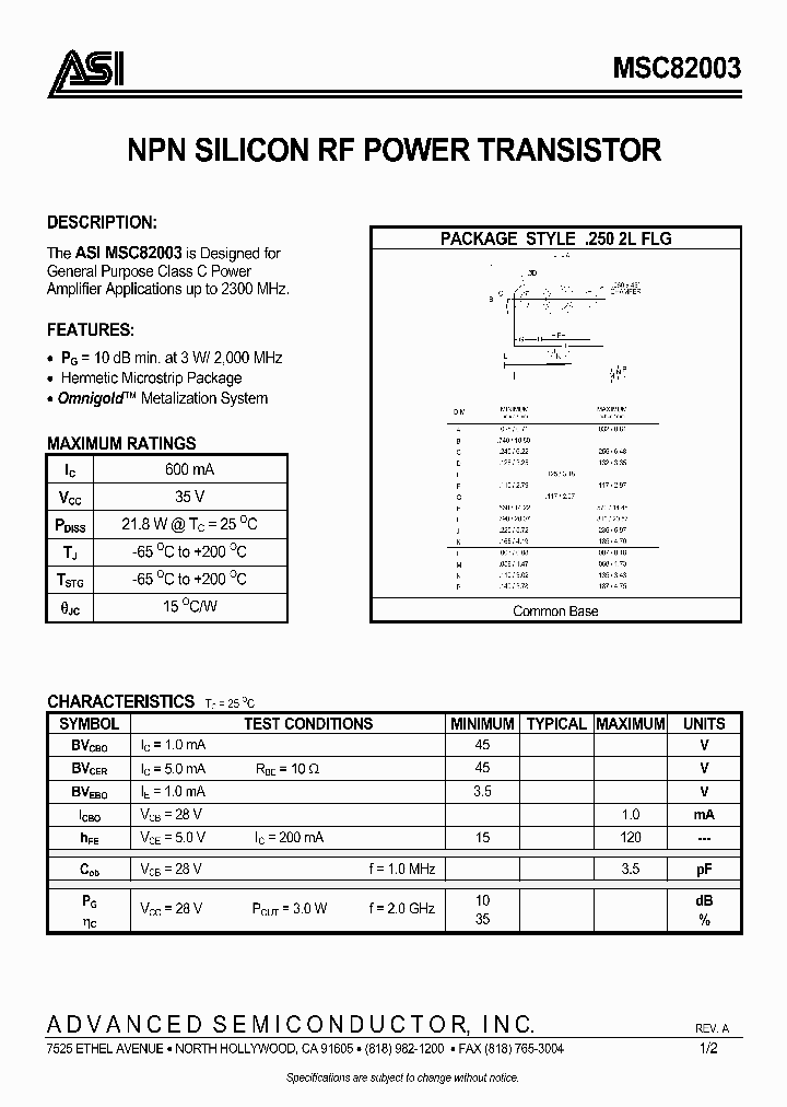 MSC82003_3113196.PDF Datasheet