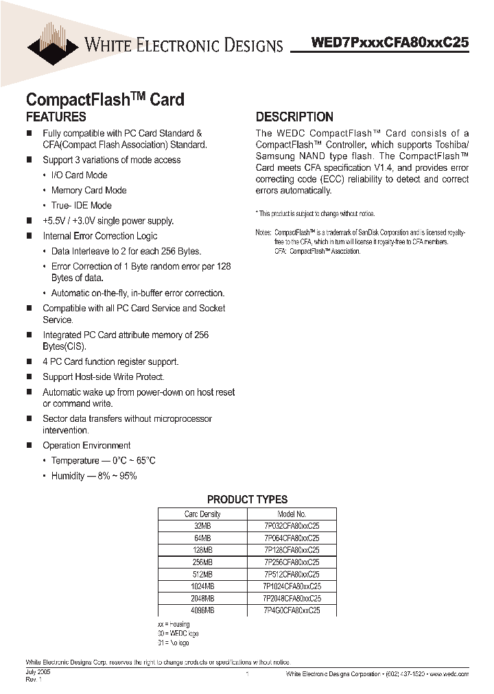 WED7P064CFA8001C25_3129511.PDF Datasheet