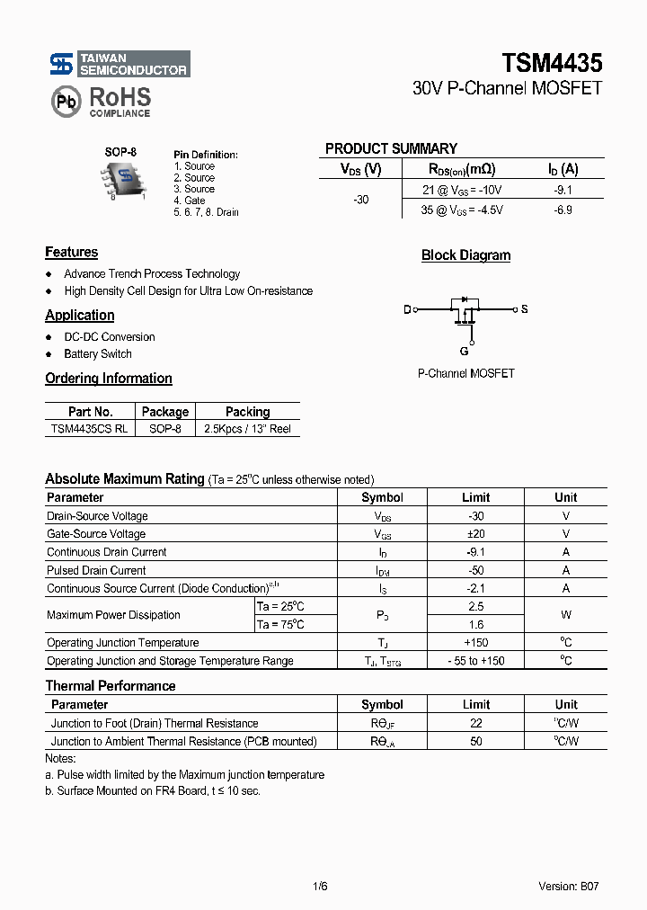 TSM4435CSRL_3144735.PDF Datasheet