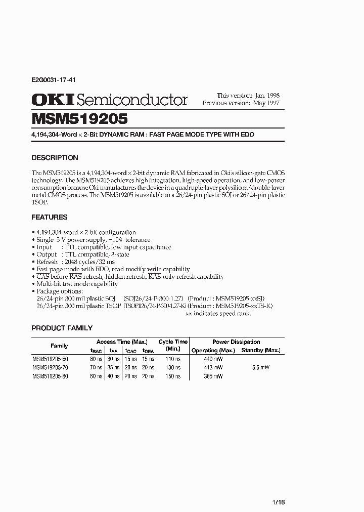 MSM519205-60TS-K_3188822.PDF Datasheet