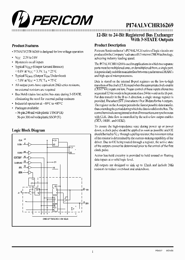 PI74ALVCHR16269_3215411.PDF Datasheet