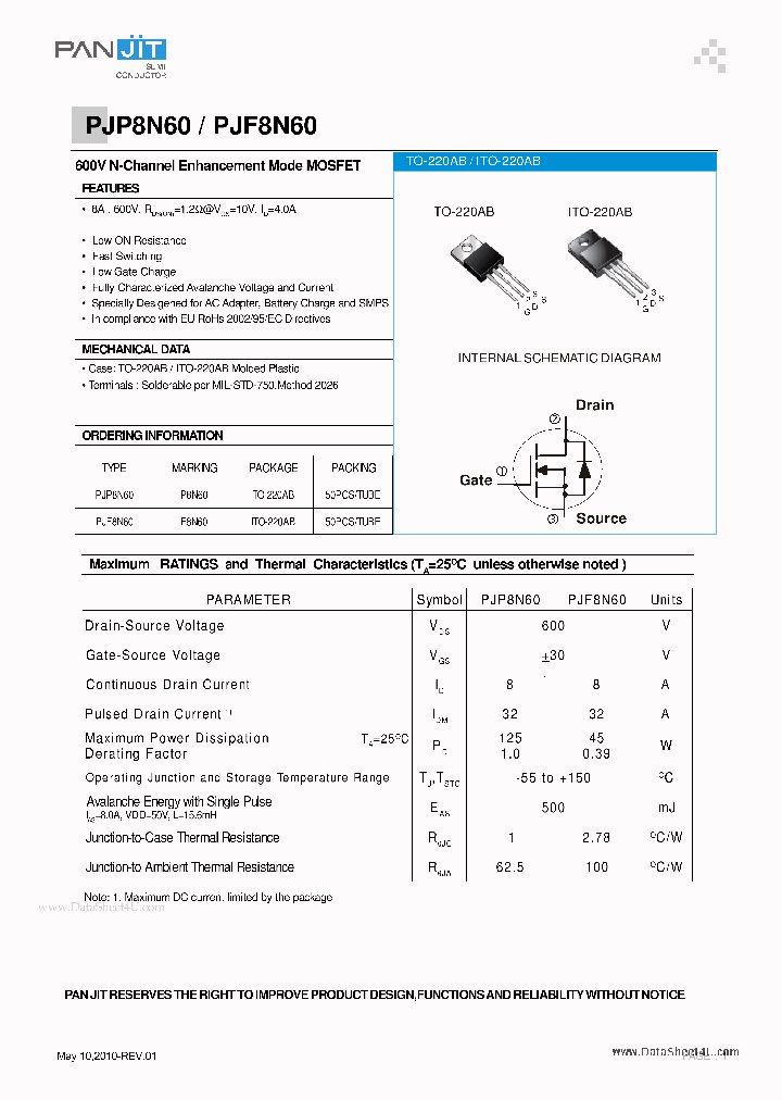 PJF8N60_3255900.PDF Datasheet