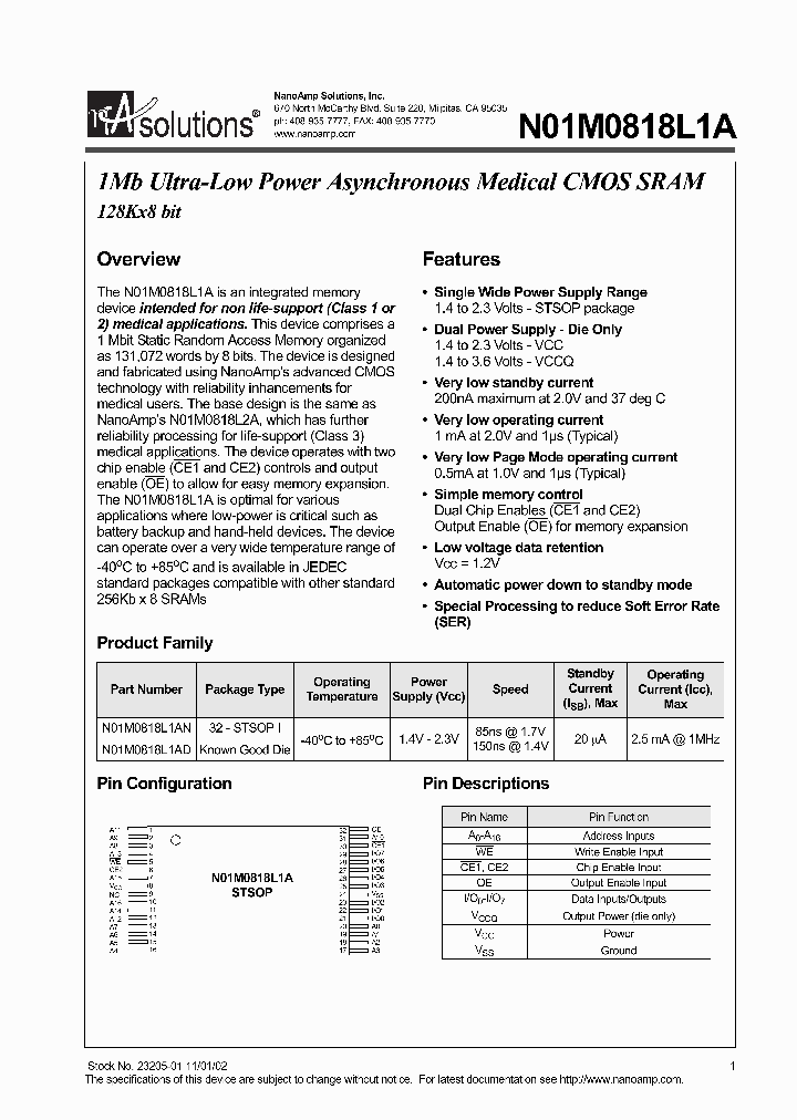 N01L0818L1AN-85I_3259801.PDF Datasheet