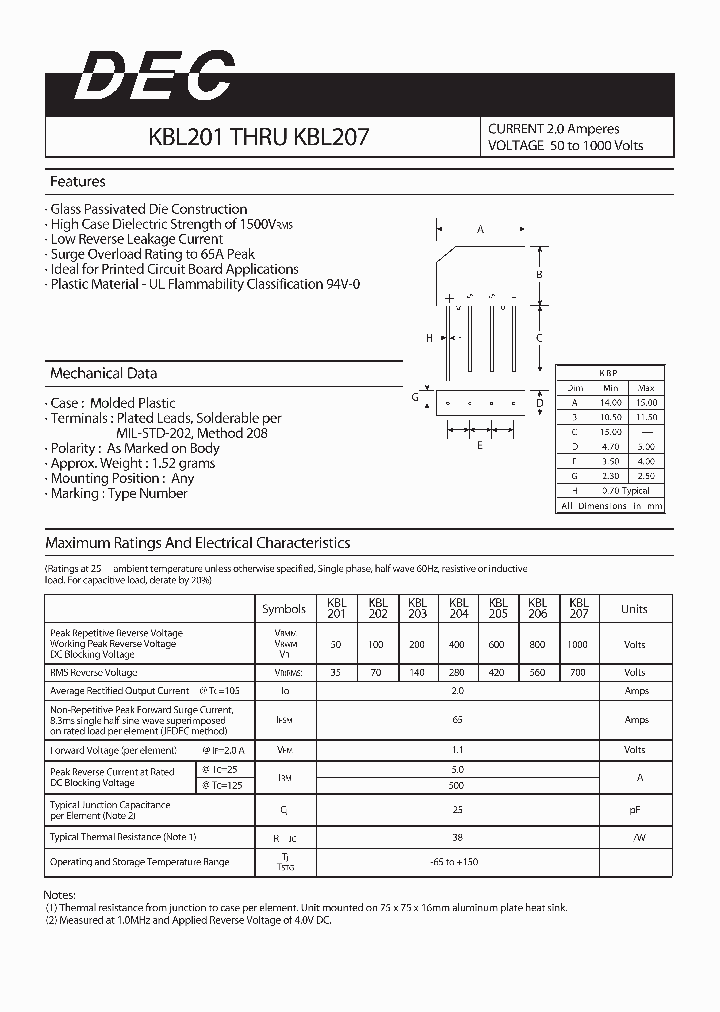 KBL201_3292406.PDF Datasheet