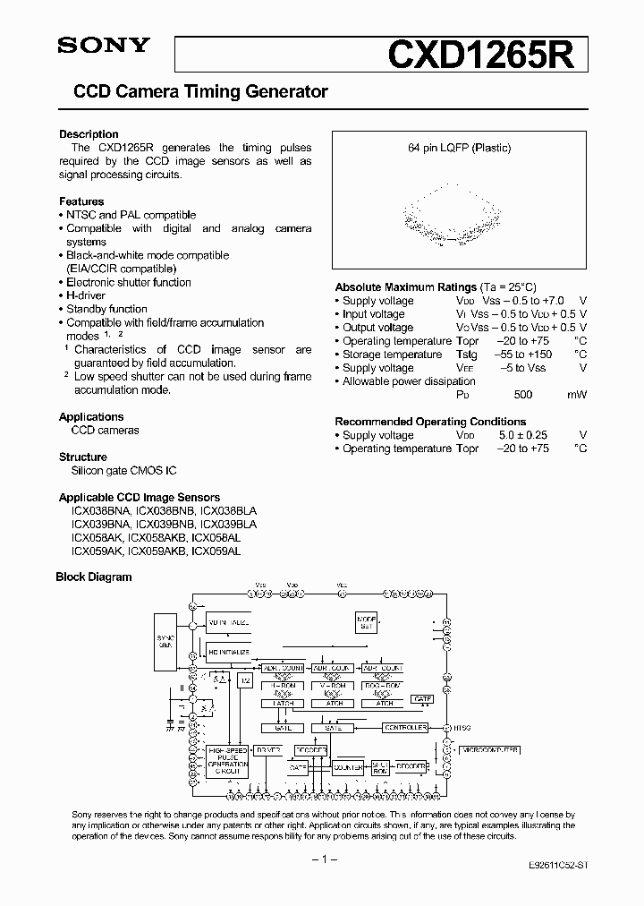 CXD1265_3325153.PDF Datasheet