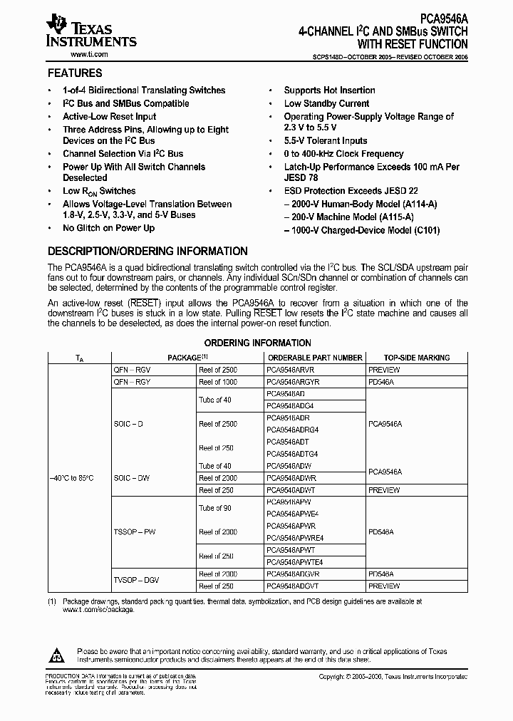PCA9546APWTE4_3337947.PDF Datasheet
