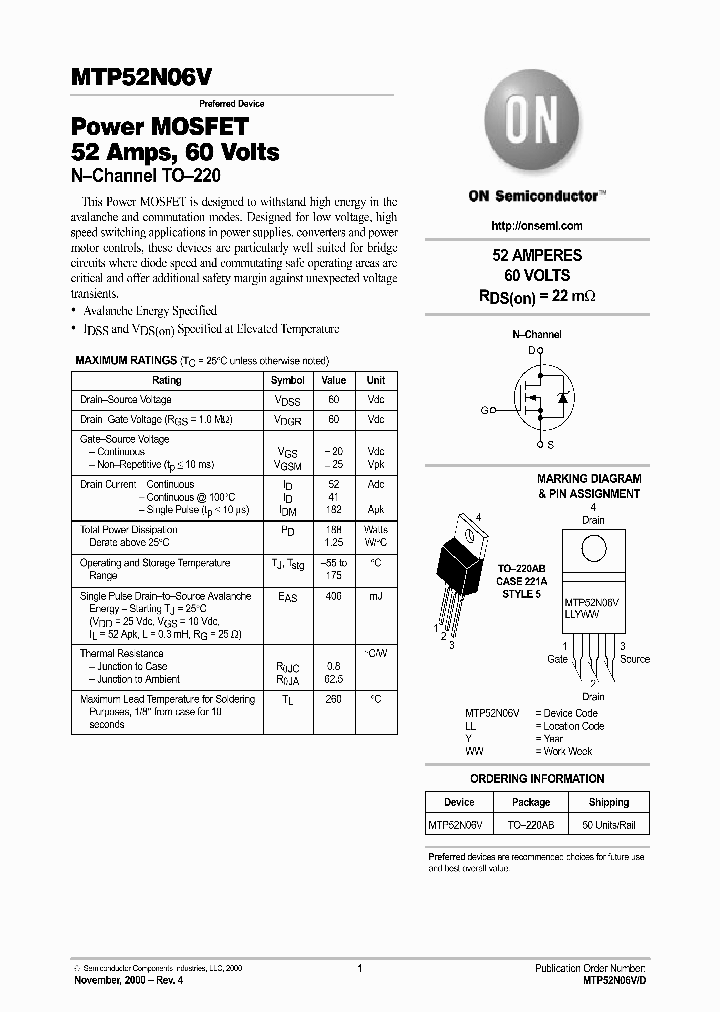 MTP52N06V-D_3338485.PDF Datasheet