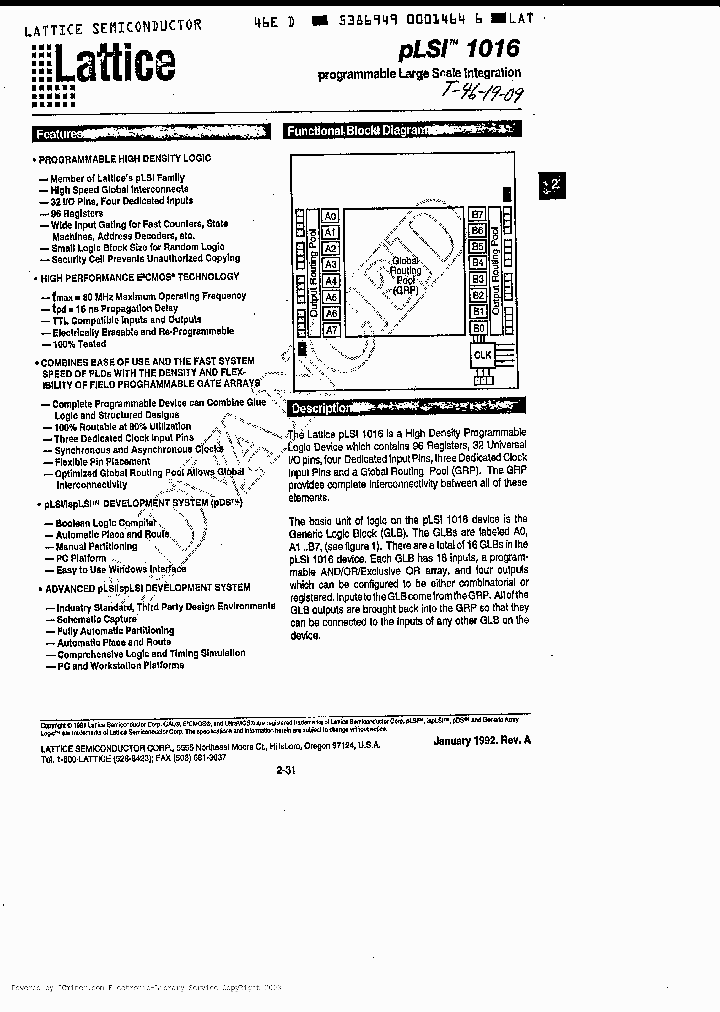 PLSI1016-50LJ_3370007.PDF Datasheet
