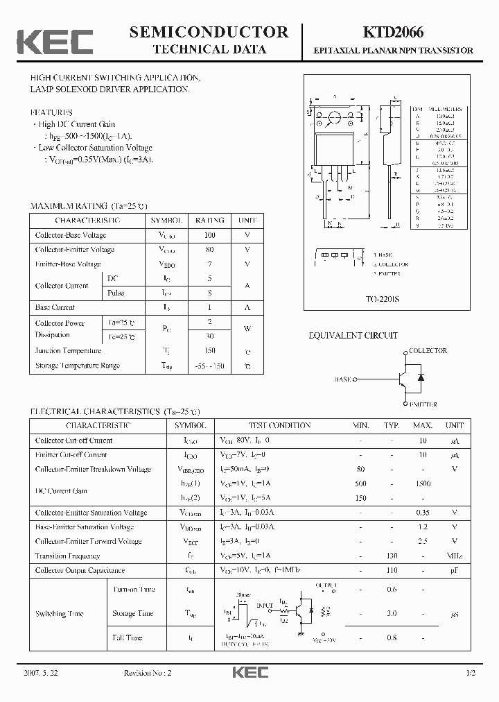 KTD2066_3378922.PDF Datasheet