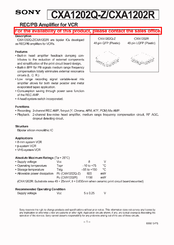 CXA1202Q-Z_3494230.PDF Datasheet