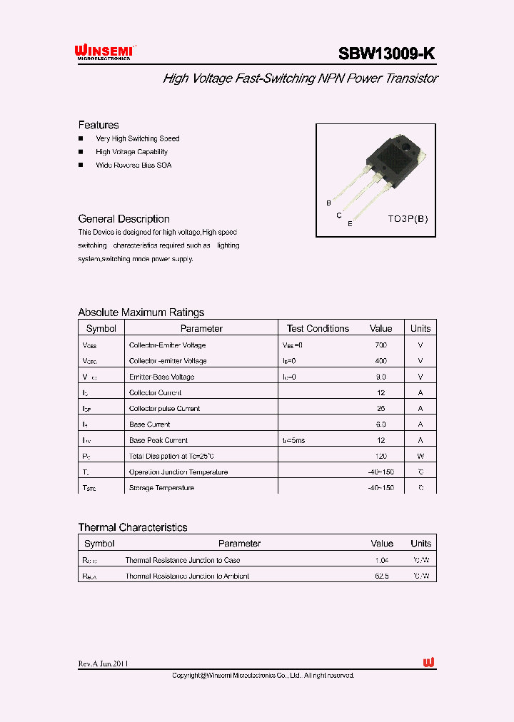 SBW13009-K_3598561.PDF Datasheet