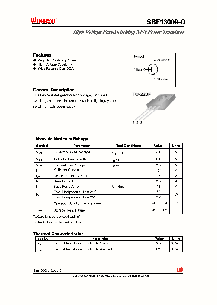 SBF13009-O_3598562.PDF Datasheet