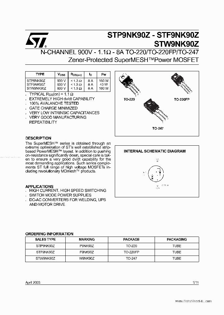 STP9NK90Z_3654677.PDF Datasheet