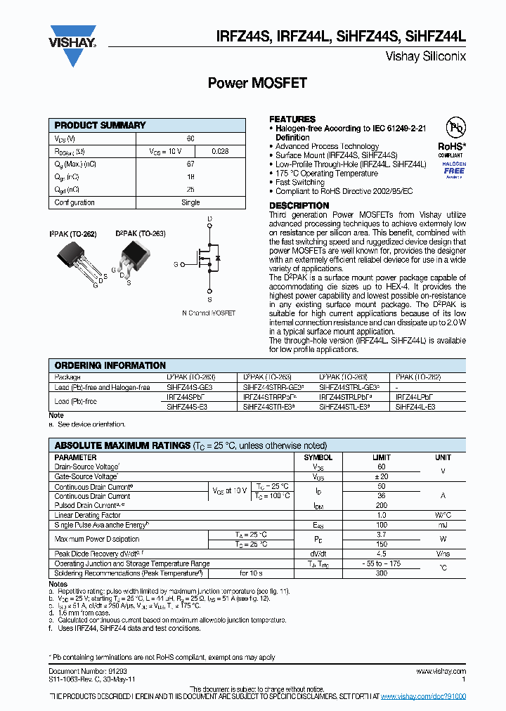 SIHFZ44STRL-GE3_3658255.PDF Datasheet
