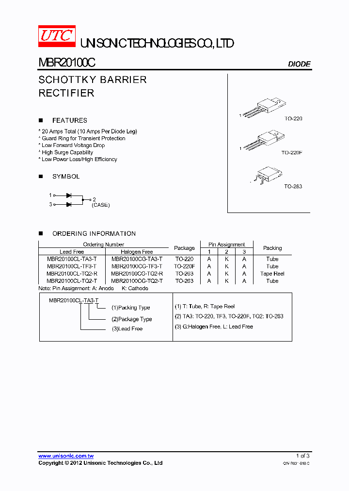 MBR20100CG-TA3-T_3770407.PDF Datasheet