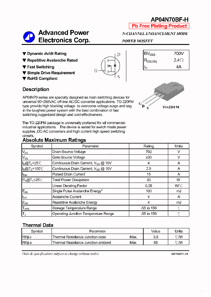 04N70BF-H_4092814.PDF Datasheet