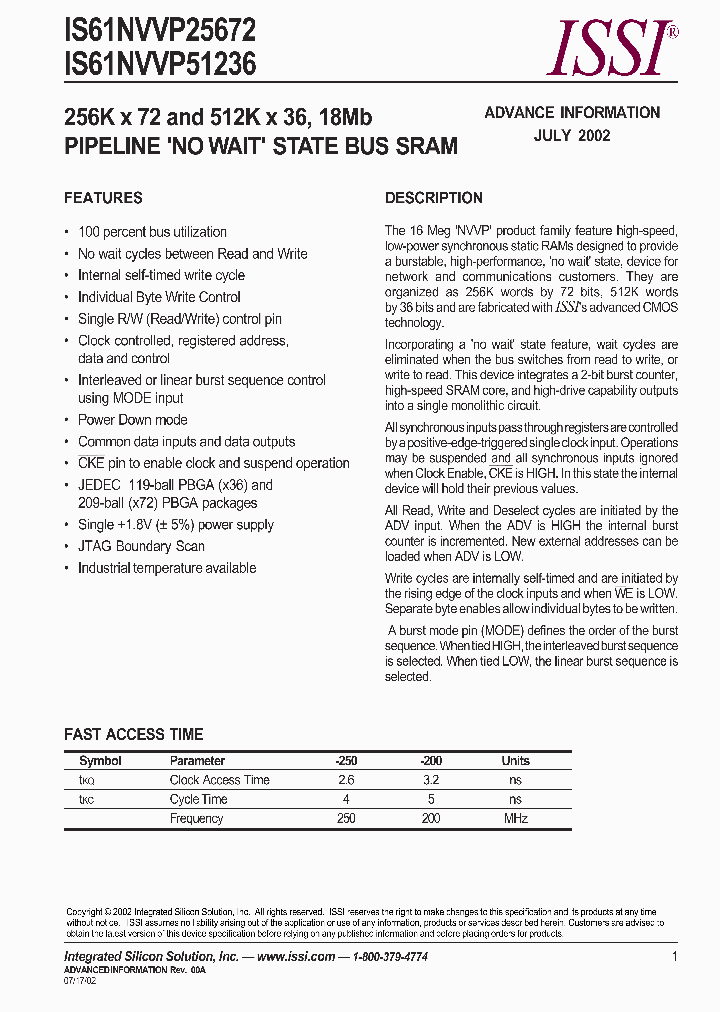 IS61NVVP51236-200BI_3870711.PDF Datasheet