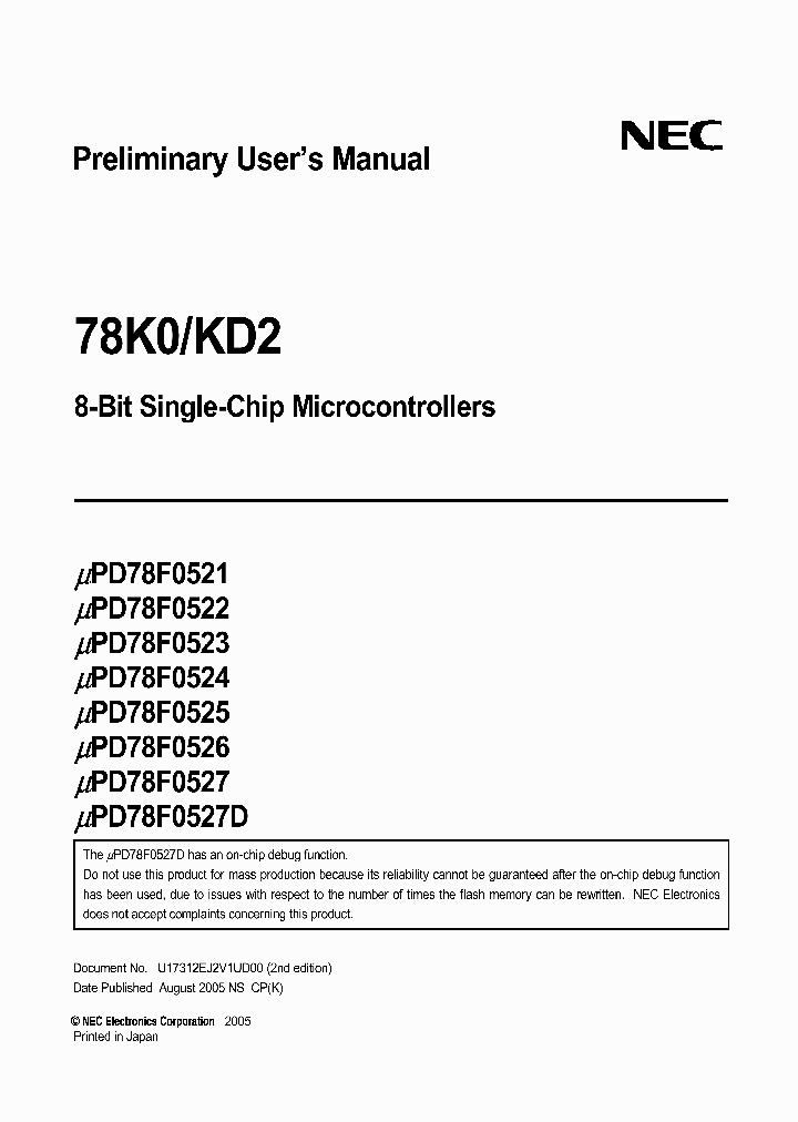 UPD78F0527GBT-UET-A_3877746.PDF Datasheet