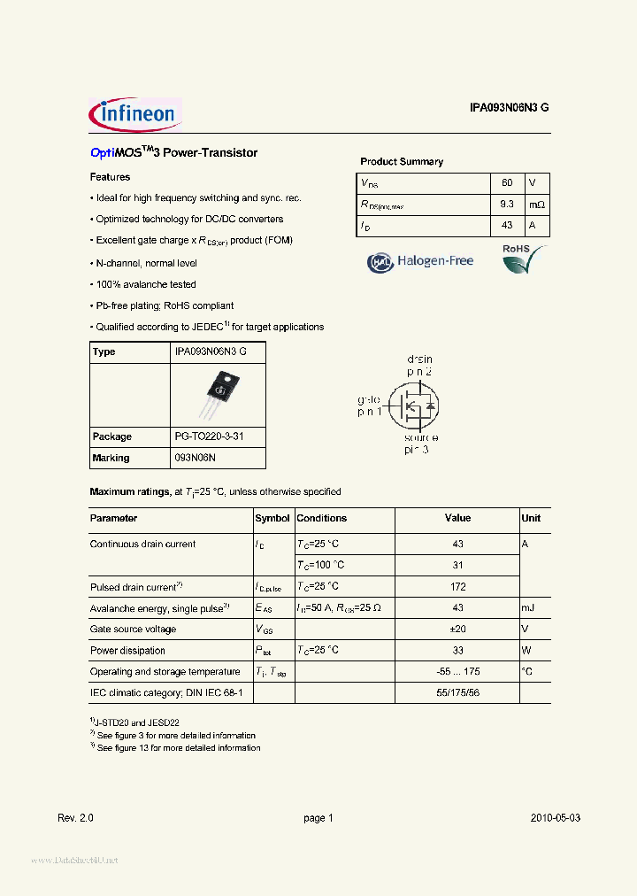 IPA093N06N3_4161201.PDF Datasheet