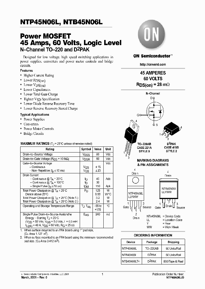 NTP45N06L-D_4224588.PDF Datasheet