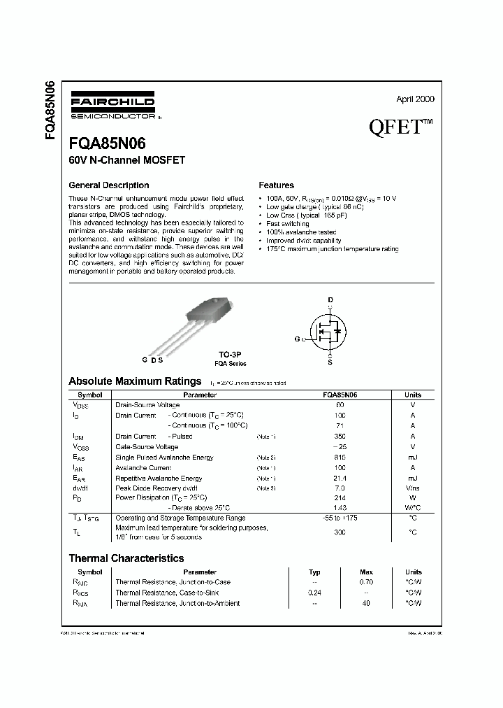 FQA85N06_4178034.PDF Datasheet