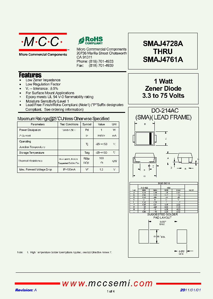SMAJ4739A-TP_4306502.PDF Datasheet