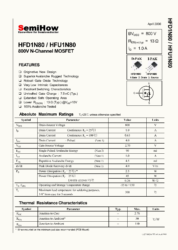 HFD1N80_4330916.PDF Datasheet