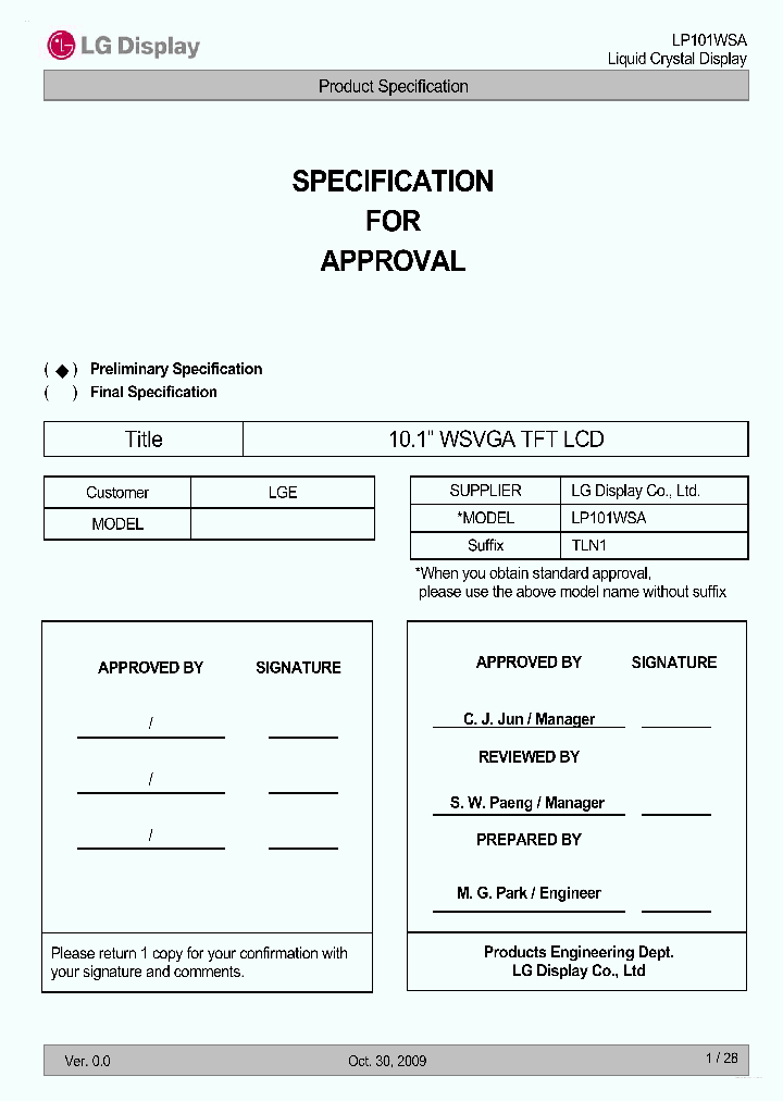 LP101WSA-TLN1_4360118.PDF Datasheet